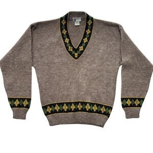 Vintage Sweaters Mens Medium Made in Italy Wool Blend Diamond Argyyle